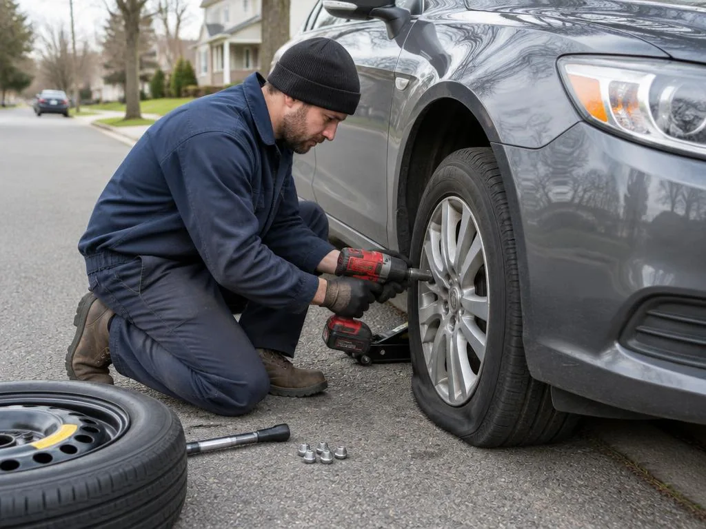 Flat Tire Change & Repair by a mobile mechanic